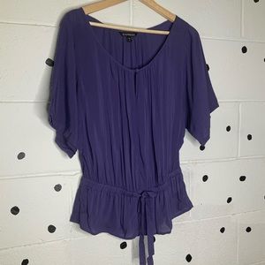 Express Purple Peplum Blouse with Tie Waist Size S